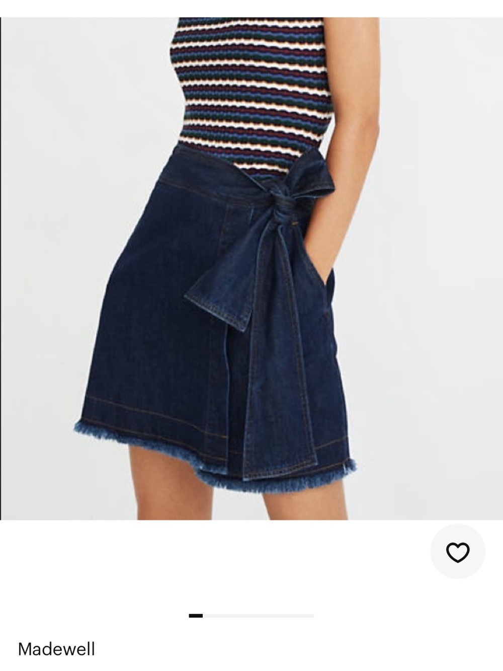 Madewell Navy Wrap Denim Mini Skirt with Side Bow